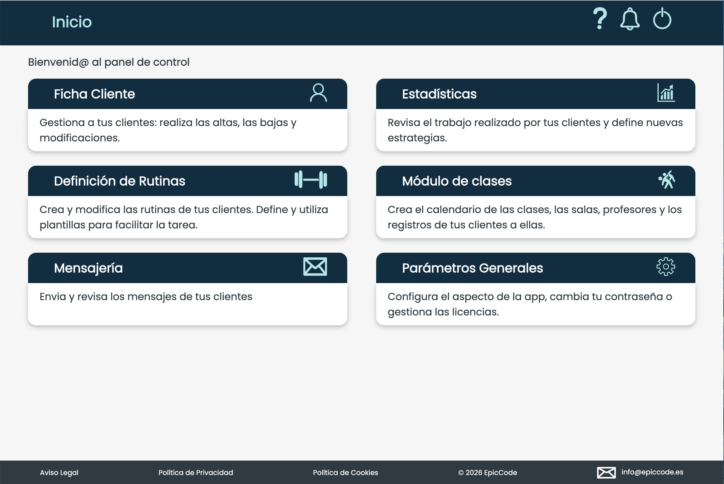 Panel de Control para el Gimnasio